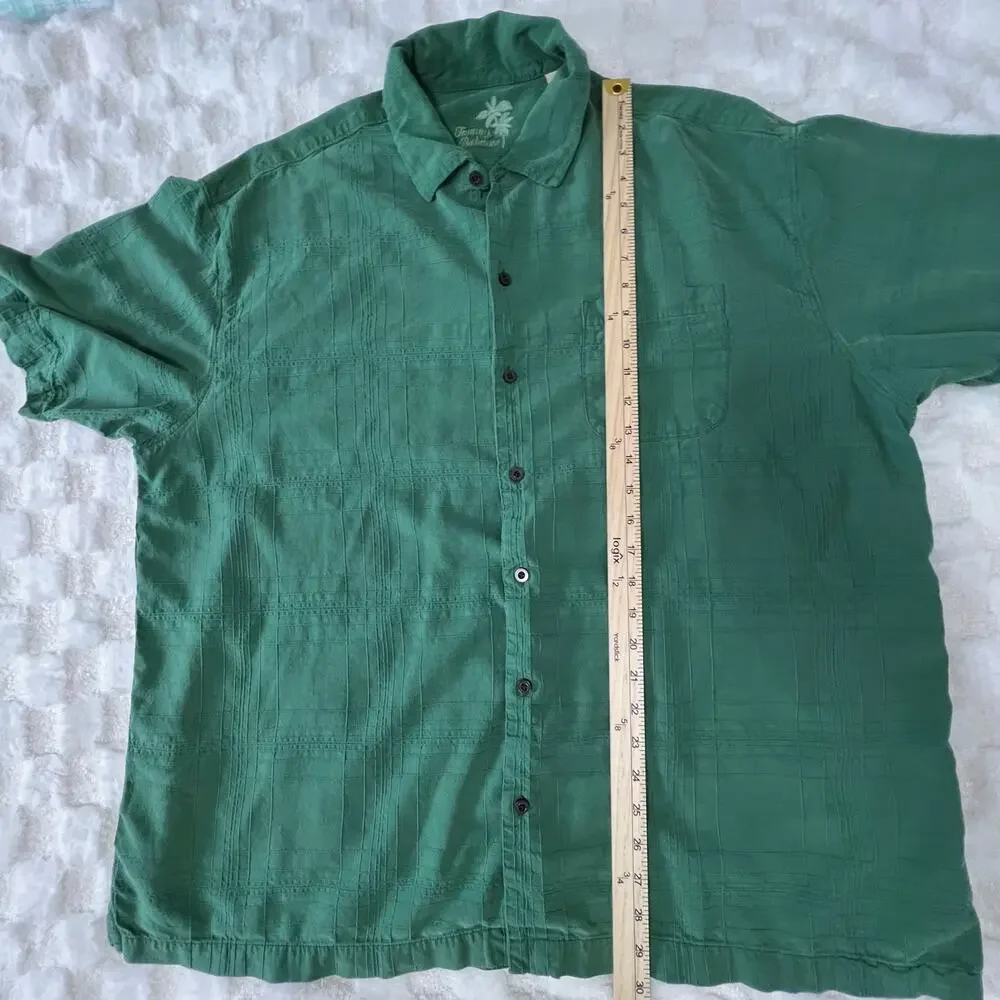 Tommy Bahama 100% Silk Shirt Mens XL Green Short Sleeve Button Up Hawaiian - Picture 6 of 8